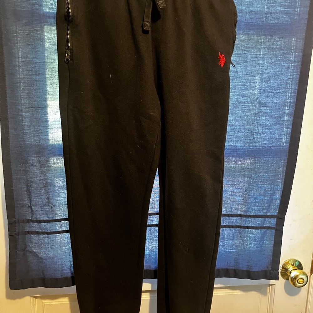 U.S. Polo Assn. Black Joggers with Red Logo boys size XL